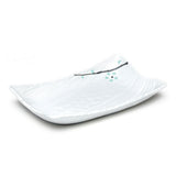 10½″ × 6½″ White Aqua-Blossom Porcelain Deep Rectangular Plate
