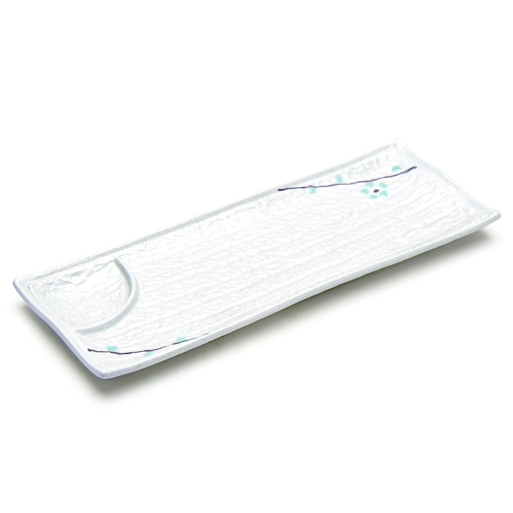 12.25"X4.75" Rectangular Porcelain Plate W/Divider, White