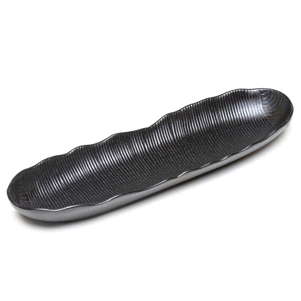 13.25"X4"X1.25"H Rectangular Porcelain Platter, Matte Black