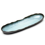 13¼″ × 4″ Blue & Black Porcelain Scalloped Platter