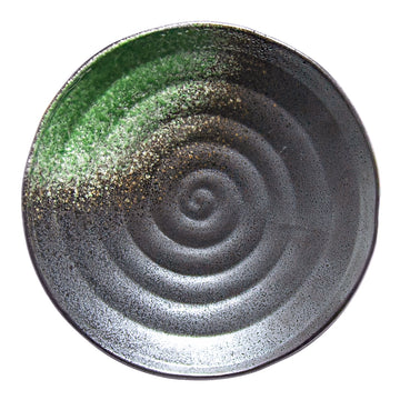 8.75"Dx1.25"H Porcelain Plate, Black/Green