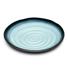 8¾″ Blue & Black Porcelain Round Plate — 1¼″ High