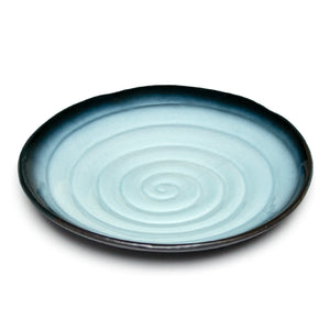 8.75"Dx1.25"H Porcelain Plate, Reactive Glaze - Blue/Black