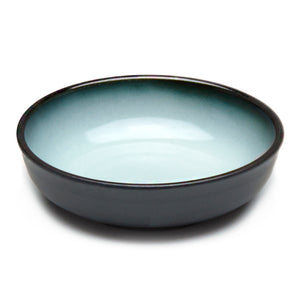 5.5"Dx1.75"H Porcelain Bowl, Reactive Glaze - Blue/Black