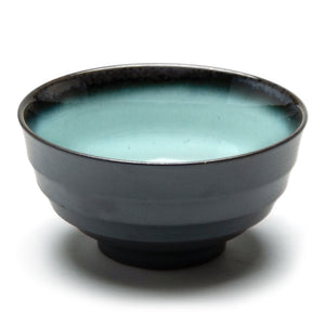 6.5"Dx3.25"H Porcelain Bowl, Reactive Glaze - Blue/Black