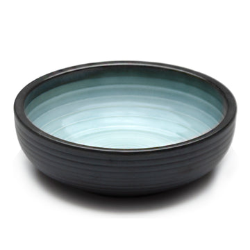 8"Dx2.5"H Porcelain Bowl, Reactive Glaze - Blue/Black