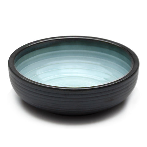 8"Dx2.5"H Porcelain Bowl, Reactive Glaze - Blue/Black