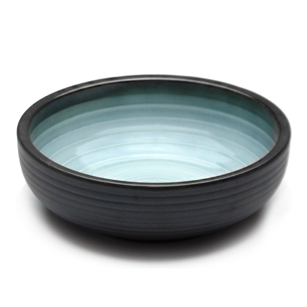 8"Dx2.5"H Porcelain Bowl, Reactive Glaze - Blue/Black