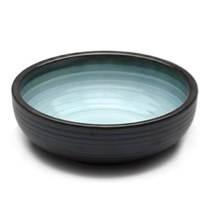 8"Dx2.5"H Porcelain Bowl, Reactive Glaze - Blue/Black