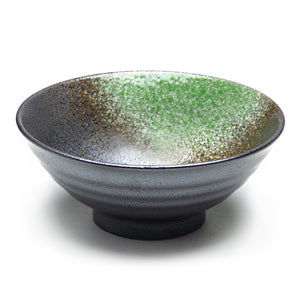 8.25"Dx3.5"H Porcelain Noodle Bowl, Black/Green