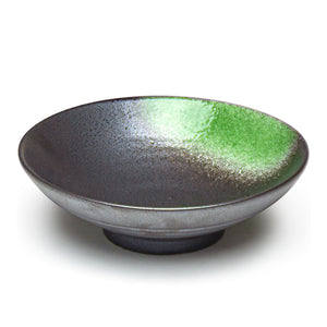 9"Dx2.75"H Porcelain Bowl, Black/Green
