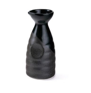 Porcelain Sake Bottle 6.25"Hx2.75"D - 10 Oz, Half-Glazed - Black / Gray