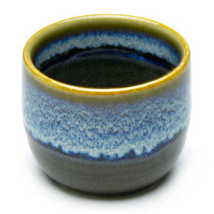 Porcelain Sake Cup 2"Dx1.5"H - 2 Oz, Ocean Blue/Brown