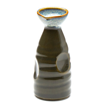 Porcelain Sake Set 1:4, Chun Tenmoku - Blue/Olive Green