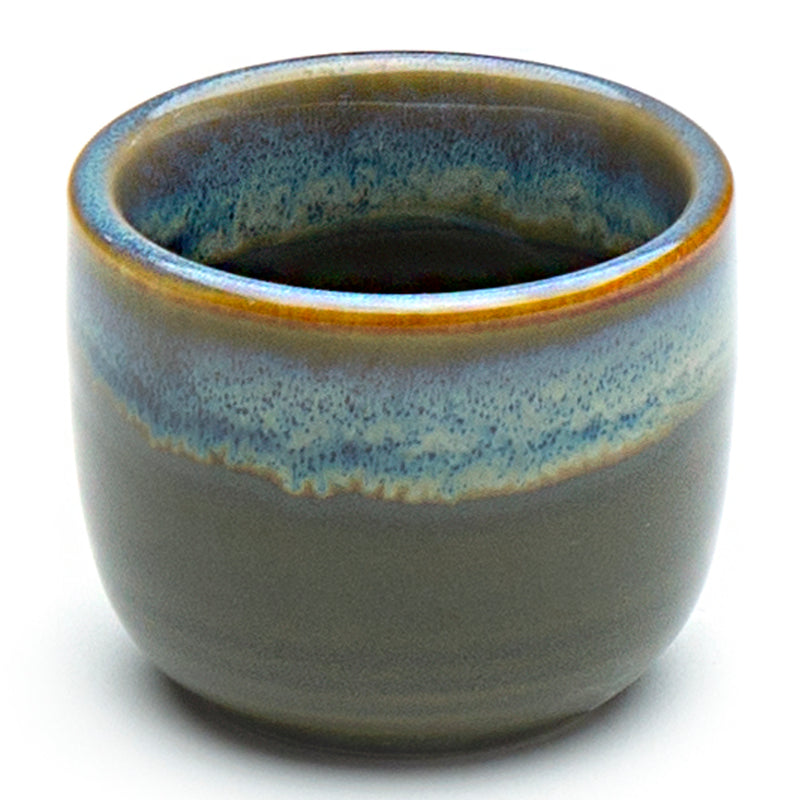 Close view of a JX9-3 cup showing the blue glazed rim