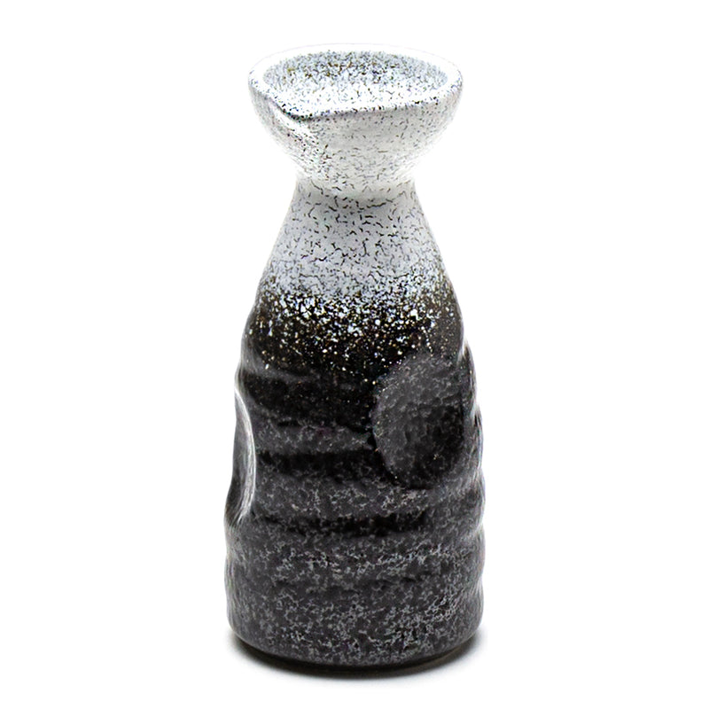 JX9-5 porcelain sake bottle showing pale neck and darker ridged body