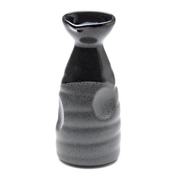 Porcelain Sake Set 1:4, Half-Glazed - Grey/Black