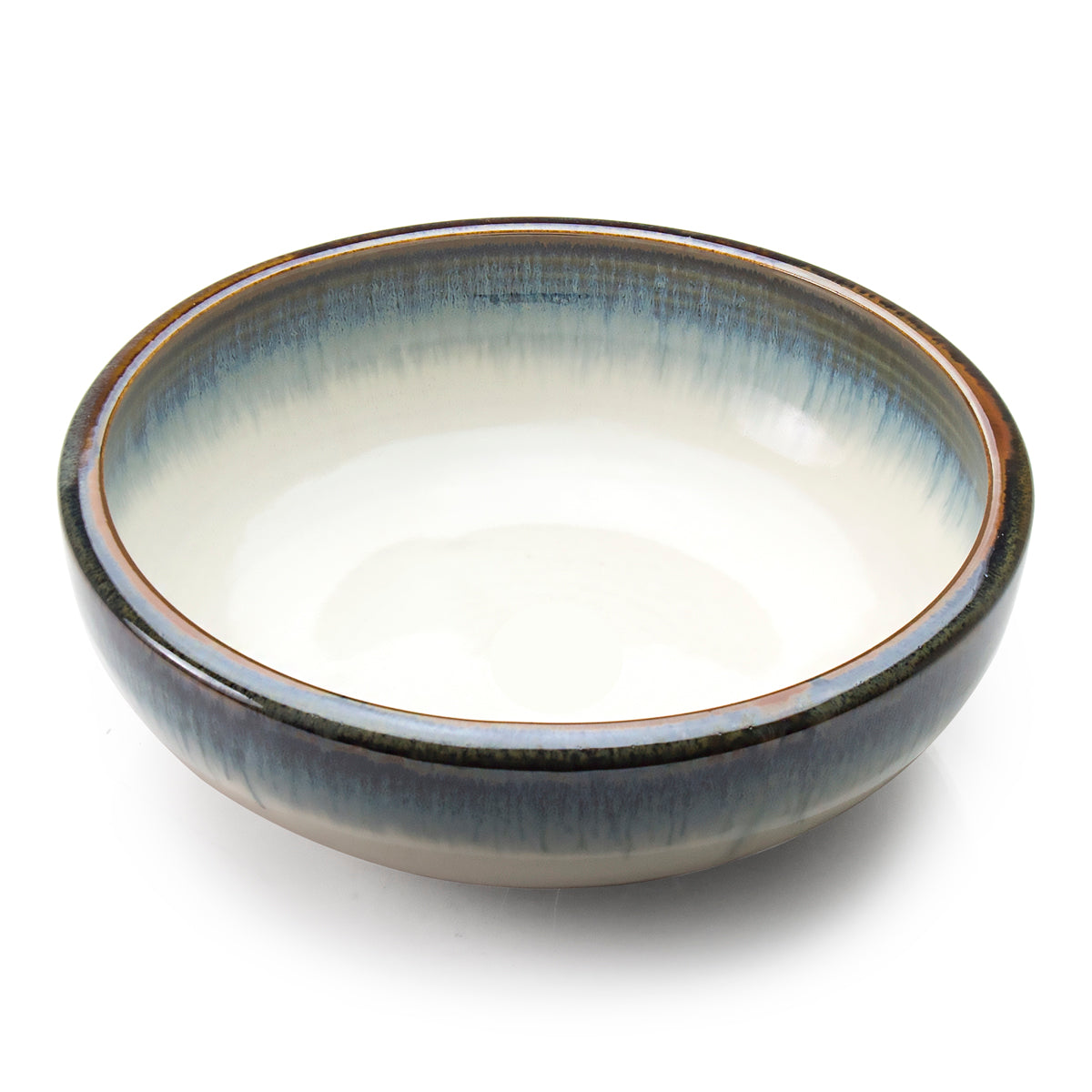 Round Shallow Bowl 9.25", Blue/Grey
