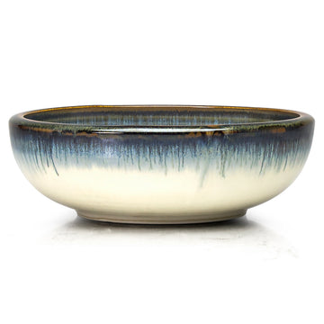 Round Shallow Bowl 9.25", Blue/Grey