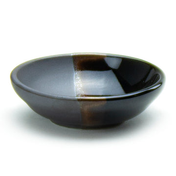 Round Sauce Dish 3-1/2", Black/Gray w Brown line