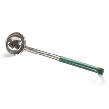 4 oz Stainless Steel Ladle — 15½" Overall, Green Hooked Handle (LDC-4)