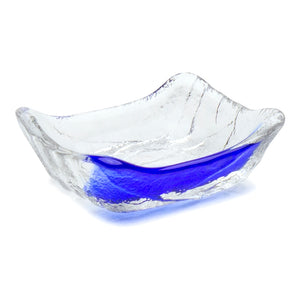 Glass Sauce Plate with Blue Streak 3.5"x2.75"