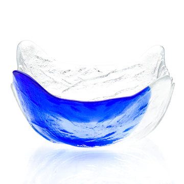 Glass Square Bowl with Blue Streak 5.75"
