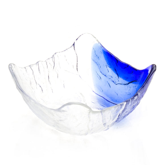 Glass Square Bowl with Blue Streak 5.75