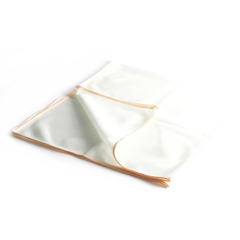 Close view of the NET1 fine mesh cloth with tan bound edges