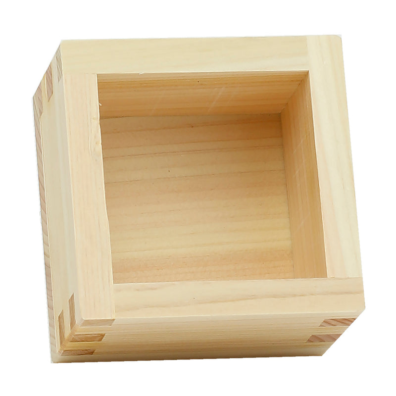 Top view into the plain wooden OMS-100 sake cup