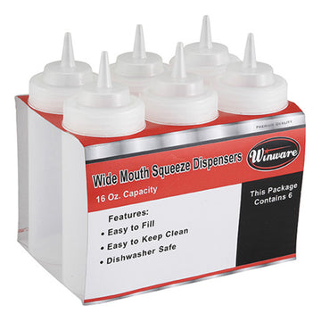 16oz Squeeze Bottle Wide Mouth, White