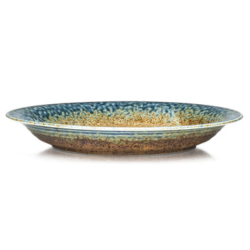 Stony Round Plate 10-1/2"D, Blue/Brown