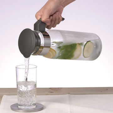 HARIO Pot Slim N Glass Pitcher 1400ml, Charcoal Gray