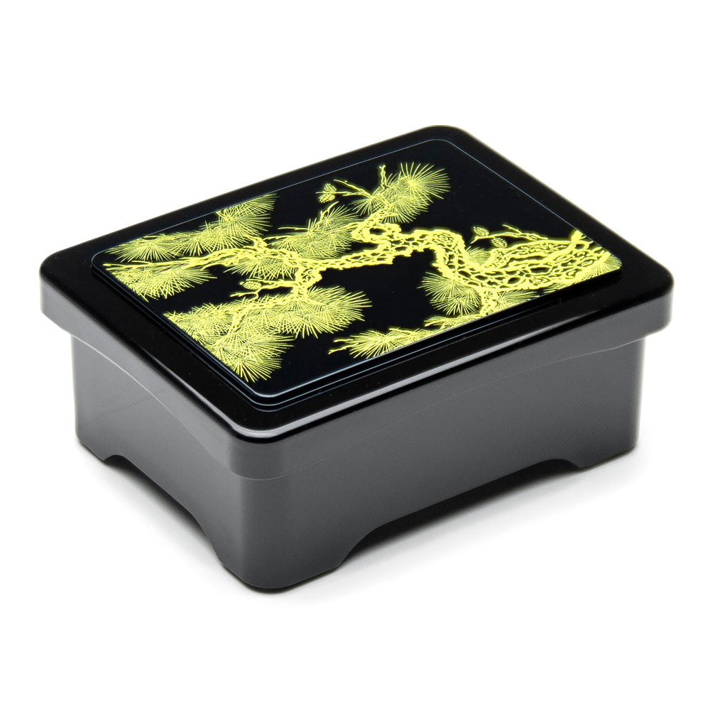 Lacquer Unagi Lunch Box 6-1/2"L, Black/Gold