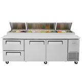 Turbo Air Super Deluxe Pizza Prep Table, 2 Door, 2 Drawer, 3 Section, 93"W