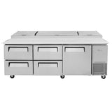 Turbo Air Super Deluxe Pizza Prep Table, 1 Door, 4 Drawer, 3 Section, 93"W