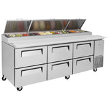 Turbo Air Super Deluxe Pizza Prep Table, 4 Drawer, 3 Section, 93"W