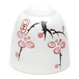 Japanese Snow White Cherry Blossom Sakura Ceramic Tea Set with Strainer Teapot with Side Easy Pour Handle and 2 Tea Cups