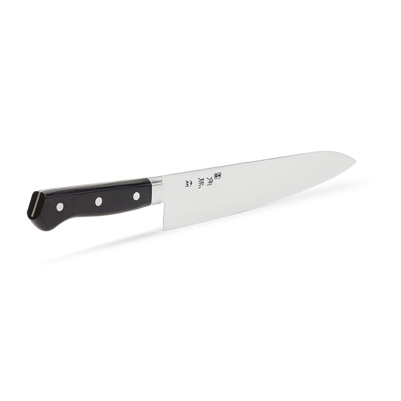 Side view of the TU-9004 black wooden handle and stainless steel bolster