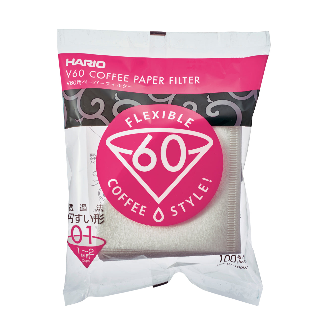 HARIO V60 Paper Coffee Filter 100 sheets 01, White