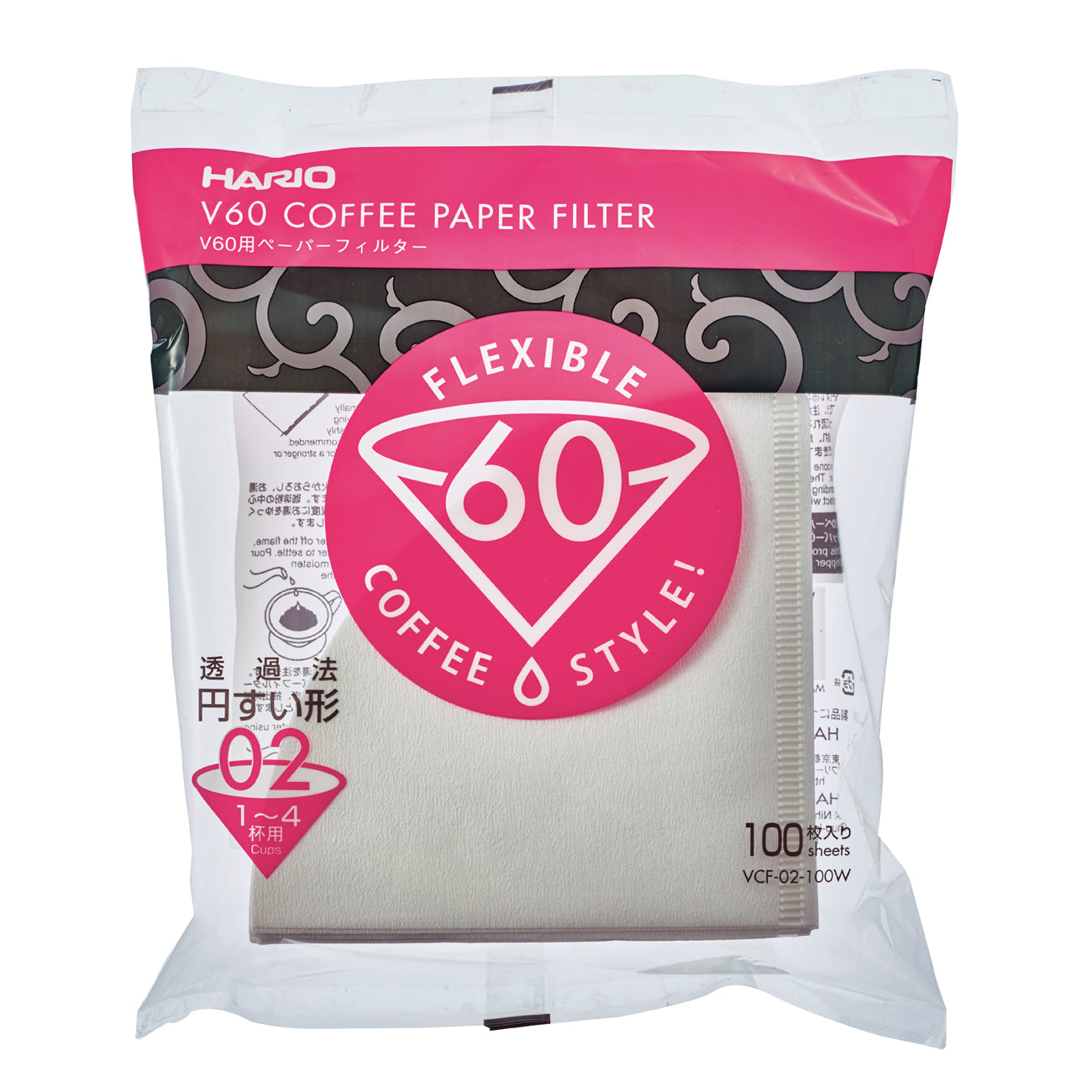 HARIO V60 Paper Coffee Filter 100 sheets 02, White