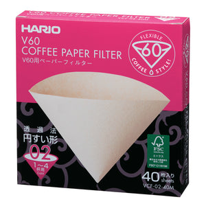 HARIO V60 Paper Coffee Filter 40 sheets 02, Natural