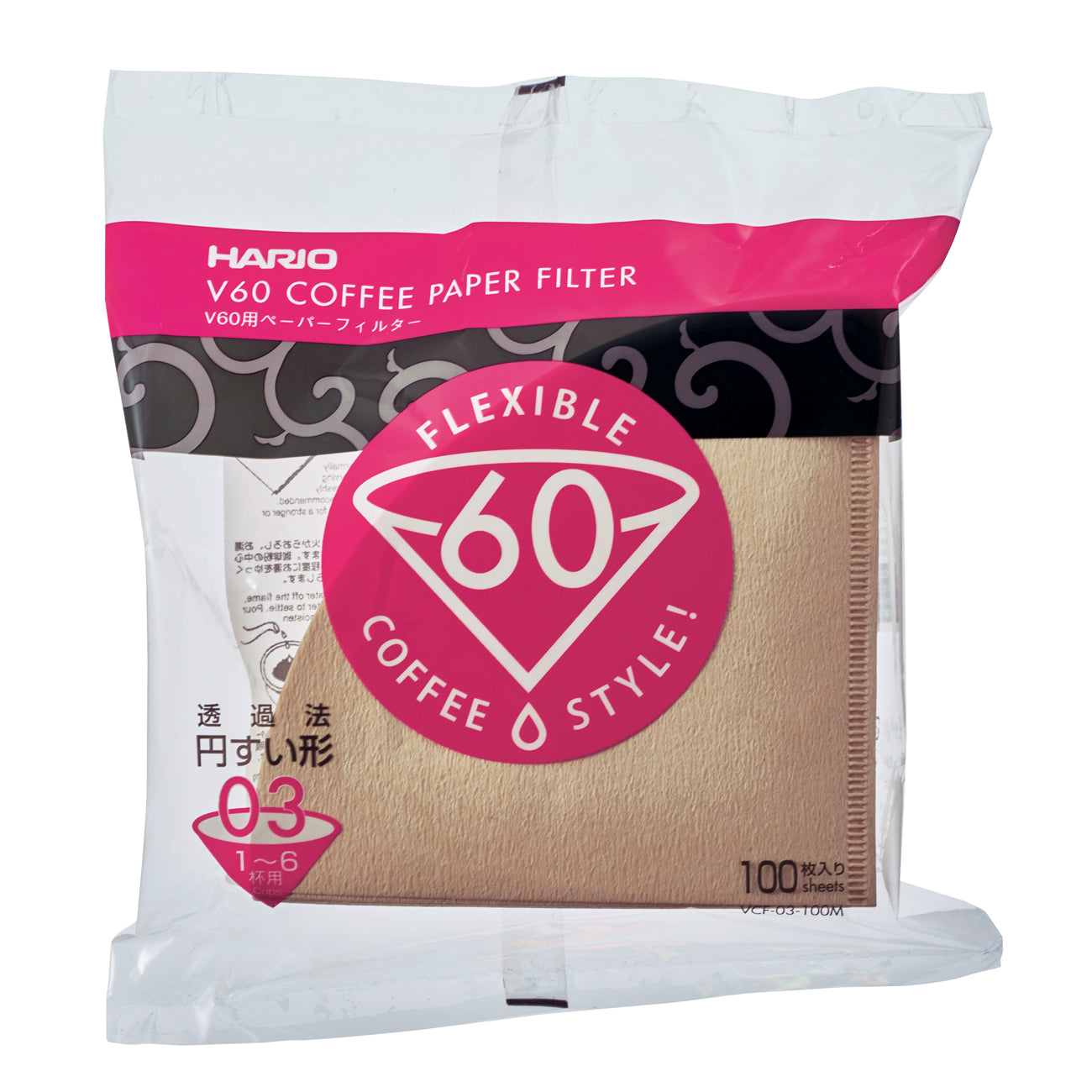 HARIO V60 Paper Coffee Filter 100 sheets 03, Natural