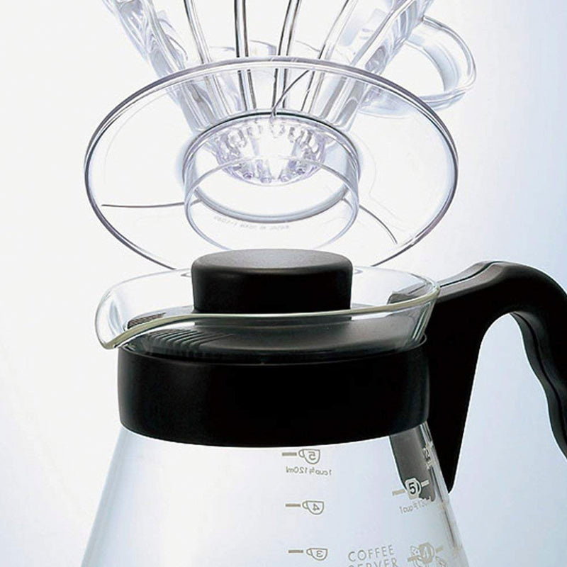 HARIO VCS-02B clear glass coffee server with black handle
