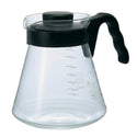 1000 ml Clear Glass HARIO V60 Coffee Server with Black Handle & Lid