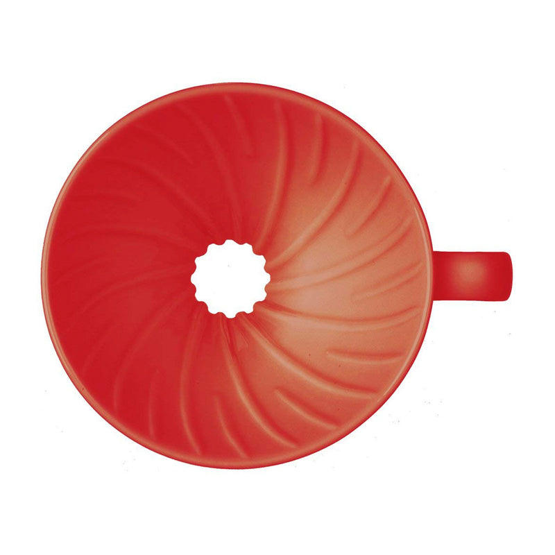 HARIO V60 01 red coffee dripper preparation view