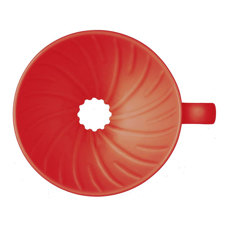 HARIO V60 02 red coffee dripper preparation view
