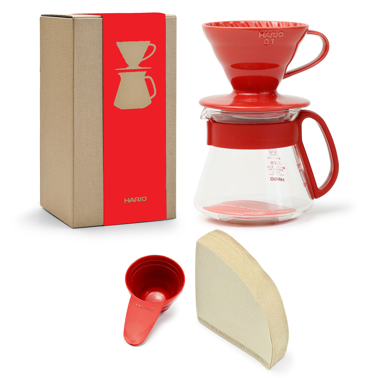 HARIO V60 Ceramic Color Dripper & Pot 01, Red