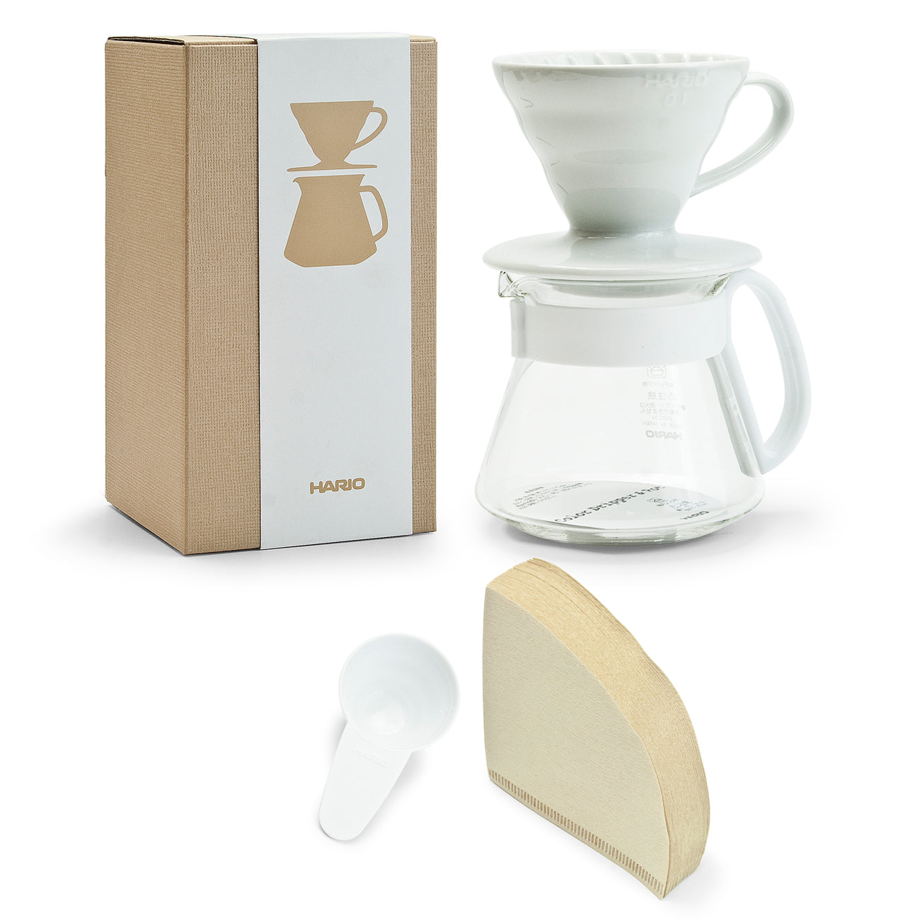 HARIO V60 Ceramic Color Dripper & Pot 01, White
