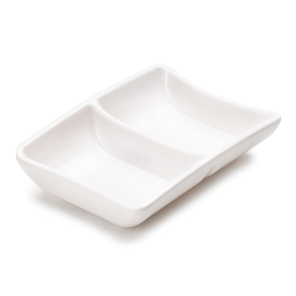 Melamine Twin Sauce Dish 4.5", White